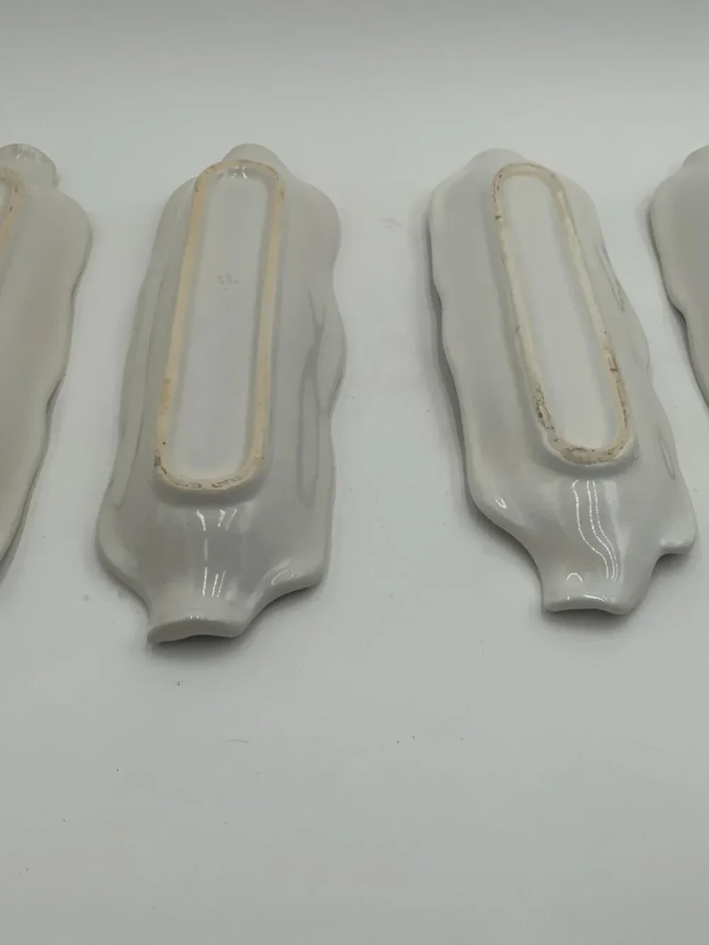 Ivory Ceramic Corn on the Cob Holders Japan Set Of 4
